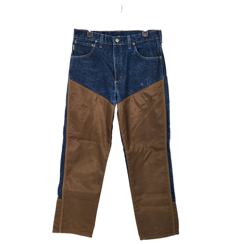 Vintage Carhartt 90s Hunting Double Knee Nylon Chap Jeans USA 34x32 WN3308 Blue